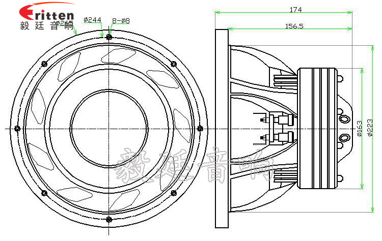 10寸圆形重低音300瓦汽车音响喇叭成品图-Model.png