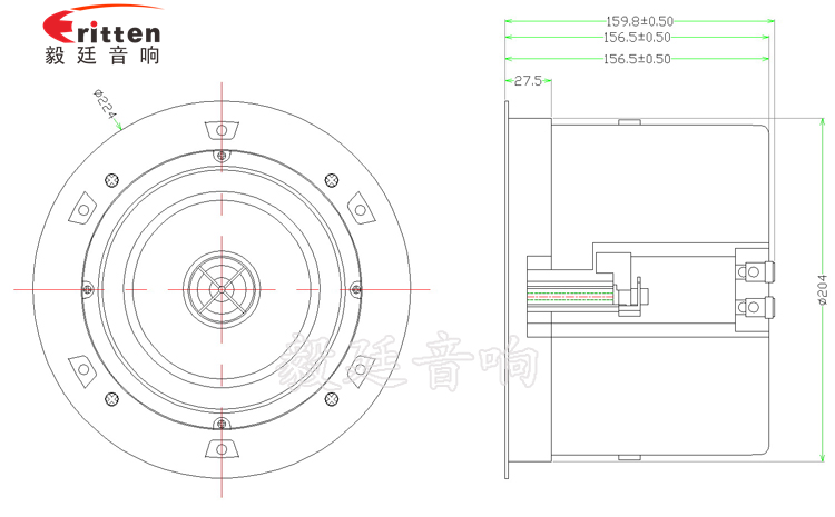 6.5寸PP盆外磁全频40W天花喇叭成品图Model.png