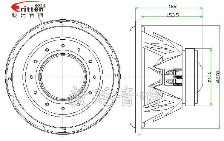 12寸圆形外磁重低音200W橡胶边汽车喇叭成品图-Model.plt.png