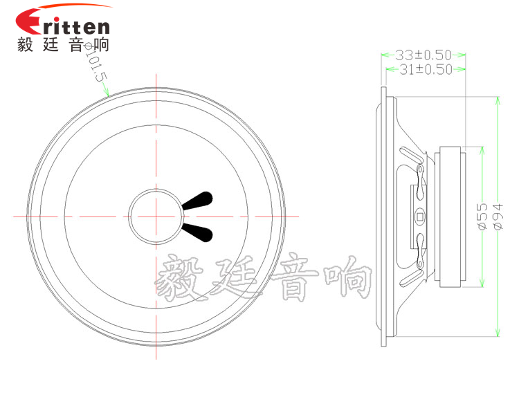 4寸圆形10W全频外磁13芯多媒体喇叭成品-Model.png