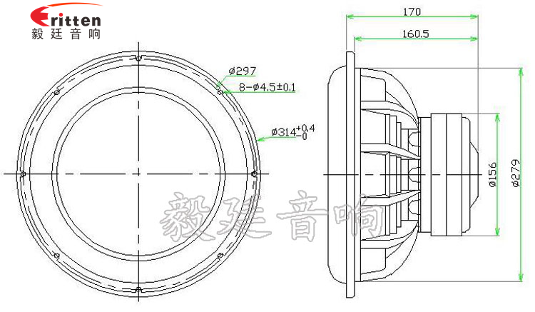 圆型12寸外磁重低音200W铝盆多媒体喇叭成品图 .-Model.plt.png